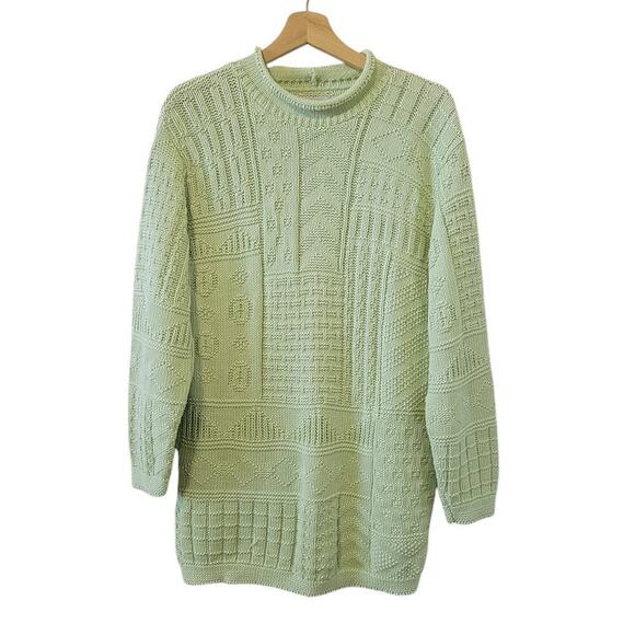 Vintage Cabin Creek Green Square Patterned 80's/90s Pullover Knit Sweater Size S - Picture 2 of 7
